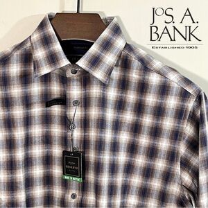NWT Jos A. Bank Reserve Cotton/Cashmere Plaid Sportshirt